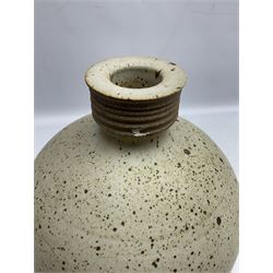 David Lloyd Jones (1928-1994): Stoneware vase of globular form with speckled glaze and impressed LJ seal mark, H29cm