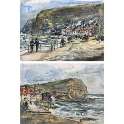 Rowland Henry Hill (Staithes Group 1873-1952): Staithes Looking East and West, pair watercolours signed and dated 1939, 27cm x 37cm (2)