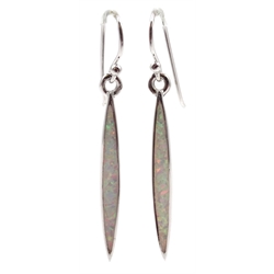  Pair of silver opal marquise shaped pendant earrings, stamped 925  