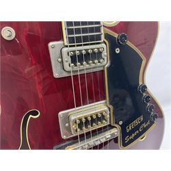 American Gretsch Super Chet semi-acoustic guitar, 1960s/70s, with 'pots' on scratch plate, serial no.5 2071, L111cm overall;  in original hard carrying case  