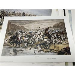 Large poster entitled 'Crests and Badges of the British Army in Daily Use 56 x 86cm; together with twenty-five colour prints of military interest including Crimean War, Boer War, WW2 etc; various sizes; all unframed