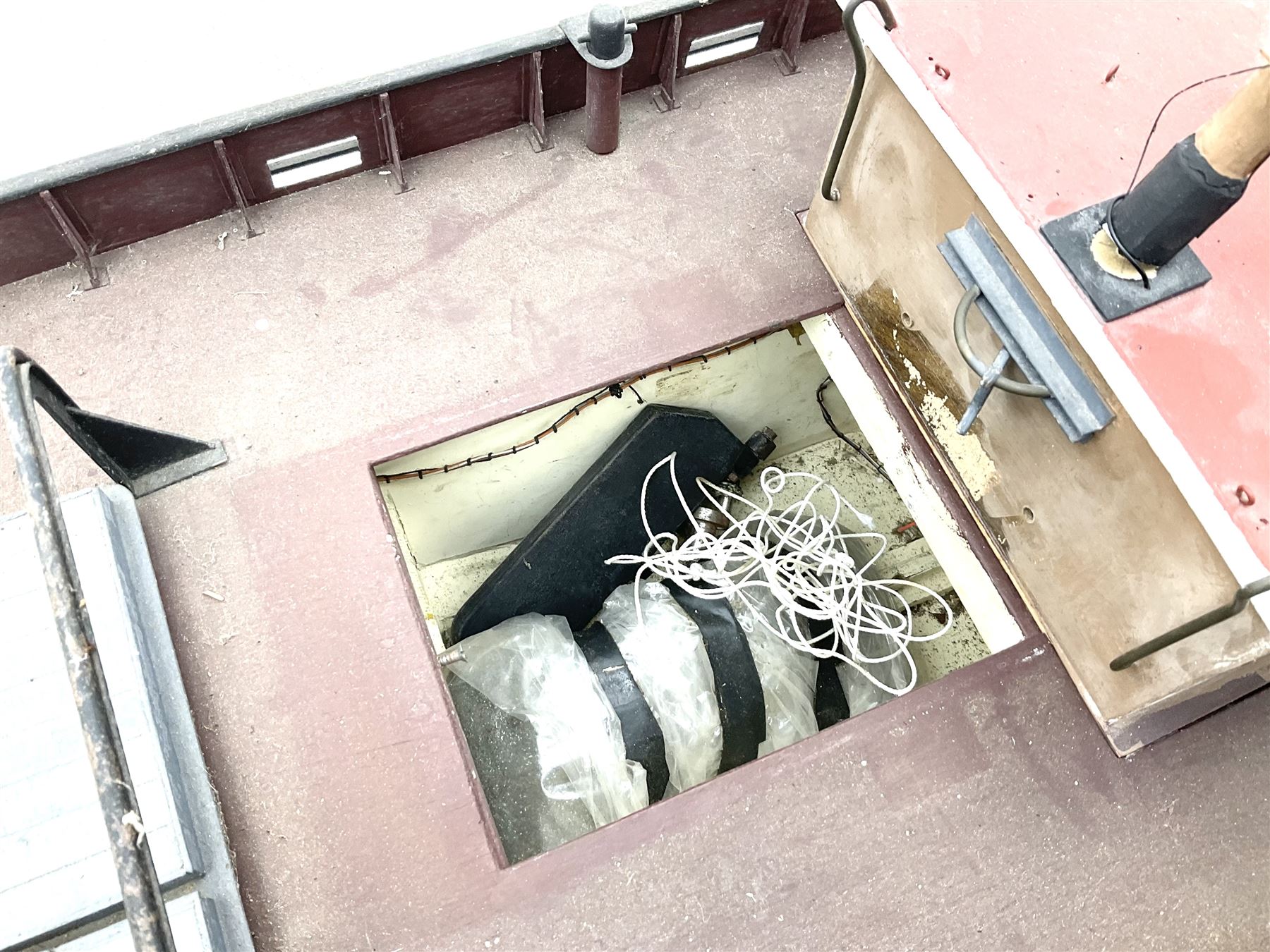 Large model of the tugboat 'Dhulia' on a wooden stand L144cm, together with a box of additional parts and plans