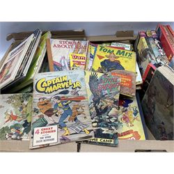 Children's books and annuals, to include Robin Hood, Enid Blyton books etc, in two boxes 