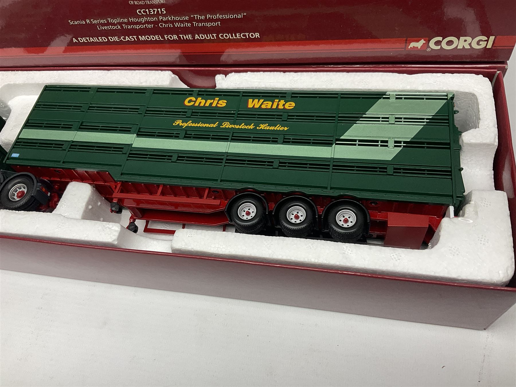 Corgi - three limited edition Hauliers of Renown lorries; CC13715 Scania R Series Topline Houghton Parkhouse 'The Professional' Livestock Transporter Chris Waite Transport; CC13812 Mercedes-Benz Actros Curtainside Eddie Stobart Ltd/Knauf; and CC13911 Foden Alpha Flatbed Trailer & Peat load R.J. & I. Monkhouse Ltd; all boxed with slipcases (3)