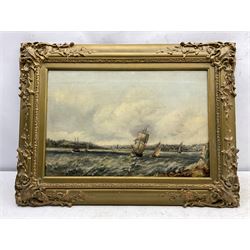 Henry Edgar Hayes (British 19th century): 'The Thames Near Grays', oil on canvas, signed titled and dated 1856 verso, 44cm x 30cm