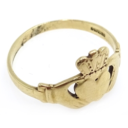  9ct gold Claddagh ring, hallmarked  