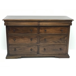  Victorian style mahogany chest, two frieze drawers above six drawers, shaped plinth base, W147cm, H91cm, D53cm  