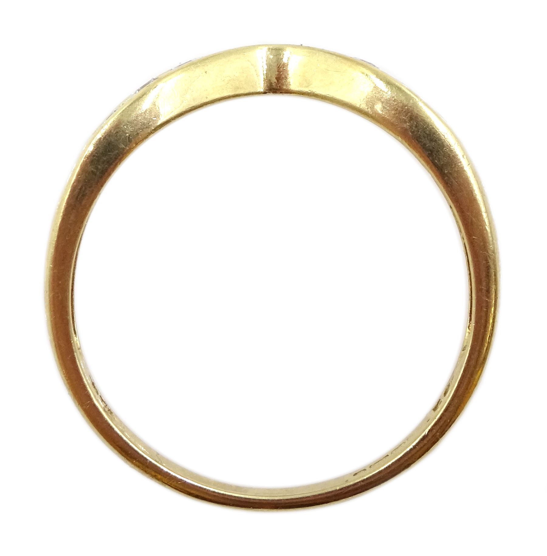 9ct gold diamond channel set wishbone ring, hallmarked, total diamond weight 0.50 carat