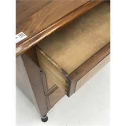  Edwardian walnut chest, two short and two long drawers, W107cm, H76cm, D45cm  