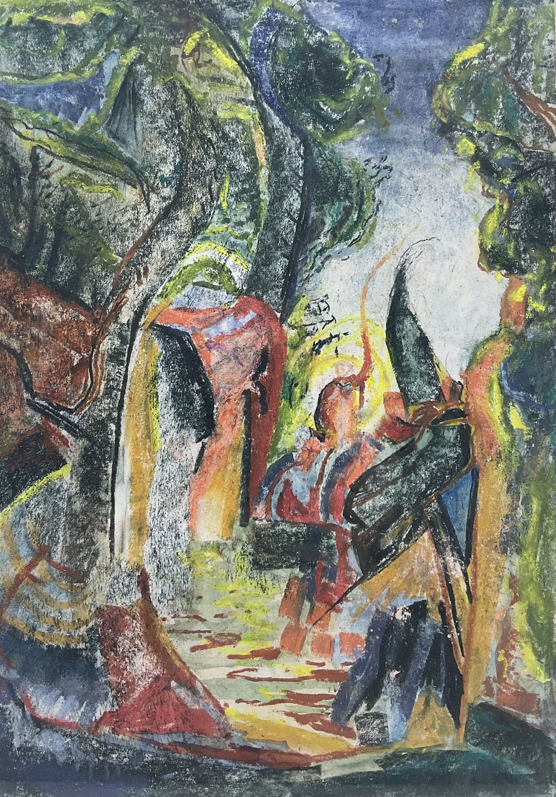 Arthur Lett-Haines (British 1894-1978): 'Remembering Velazquez - Seville', pastel crayon unsigned, titled on exhibition label verso 35cm x 25cm
Provenance: exh. Colchester Art Society, The Minories, 1966