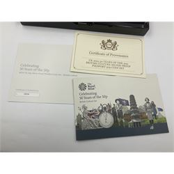 The Royal Mint United Kingdom 2019 'Celebrating 50 Years of the 50p' silver proof piedfort coin set, cased with certificate