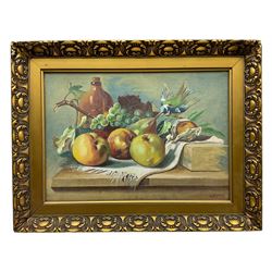Wante (Continental Early 20th century): Still Life of Fruit on a Ledge, oil on canvas signed 30cm x 43cm