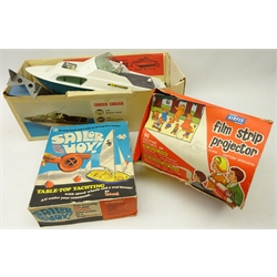  Tri-ang Sailor Buoy battery toy with instructions, & an Airfix Film Strip projector with eight strips & Monteleone Corsair Cruiser 697 with battery control, all boxed (3)  