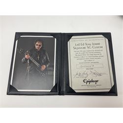 2015 Epiphone limited edition Tony Iommi signature SG Custom electric guitar, serial no.1506201270, L101cm; in cardboard delivery box with authenticity folder containing certificate and photograph of Iommi.