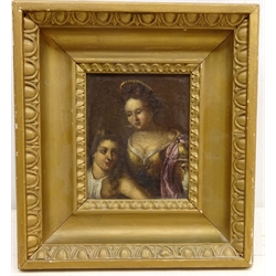  Female Figures, 18th century oil on canvas laid onto wood panel, unsigned 14cm x 11cm  