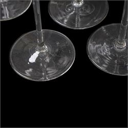 Twelve Crystal champagne glasses Les Fleurs, issued by the Franklin Mint in collaboration with Perrier Jouet, each glass is etched with a different flower, all boxed 