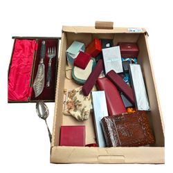 Collection of costume jewellery, carving set, Ronson lighters, Stratton compact mirror and other collectables 