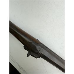 19th century Jones single barrel percussion fire shotgun, muzzle loader, walnut stock with chequered grip and engraved steel fitting marked Jones, the 68cm (27