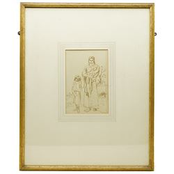 Augustus Edwin John O.M. (British 1878-1961): Study of a Mother and Child with Baby in Rural Landscape, pen and ink on paper unsigned 24cm x 16cm
Provenance: previously with the Chenil Galleries, Chelsea