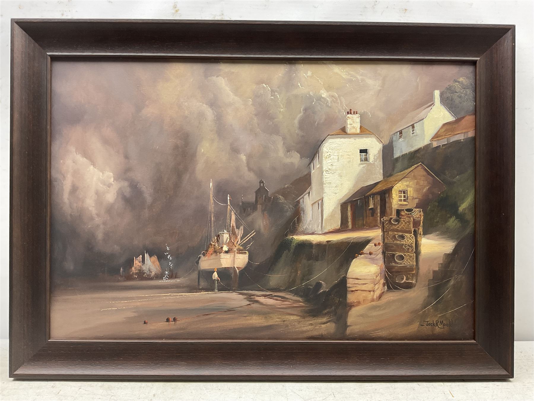 Jack R Mould (British 1925-1998): Port Isaac, oil on canvas signed, titled verso 50cm x 75cm