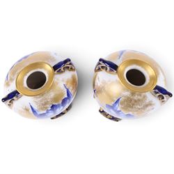 Pair of Royal Doulton iris pattern vases, makers mark beneath, H27cm