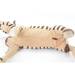 Karen Trower: two zebra sculptures, with leather sew over wood and metal frames, H48cm