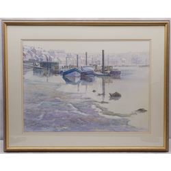 Christine M Pybus (British 1954-): Early Light Whitby, watercolour signed 47cm x 65cm