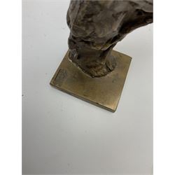 Sasa Zahradnik (Czech, B1950), bronze figure of a female flute player, with impressed stamp to the base, H34cm