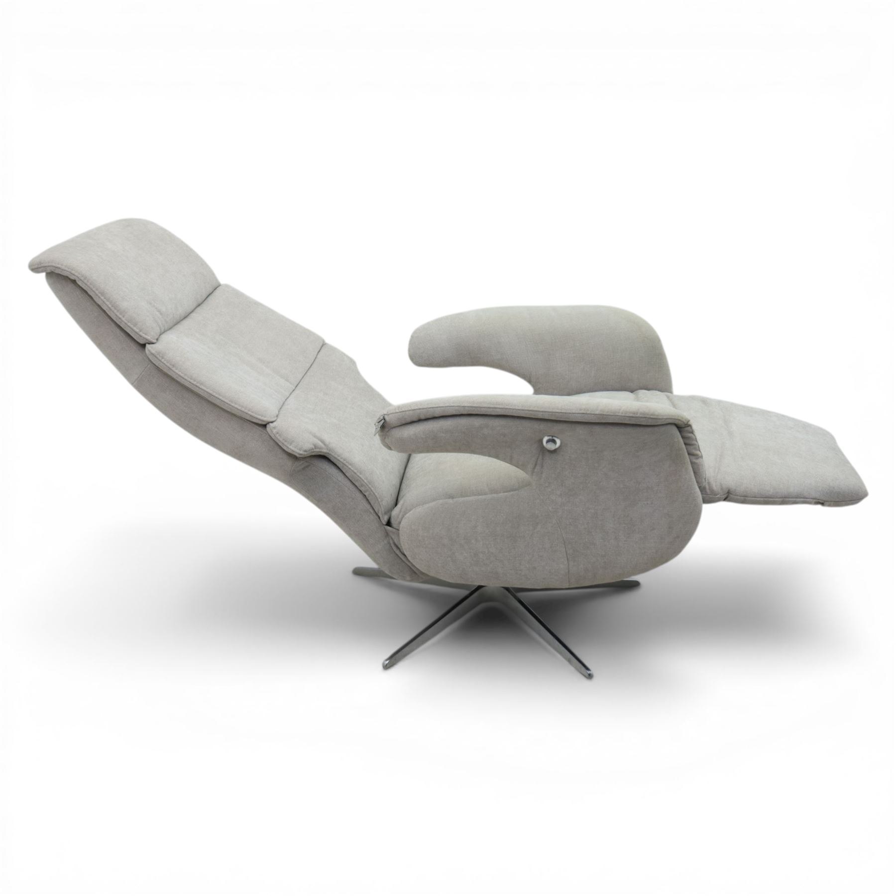 Hjort Knudsen - Danish recliner armchair in neutral upholstery, with manual recline, raised on a metal star base