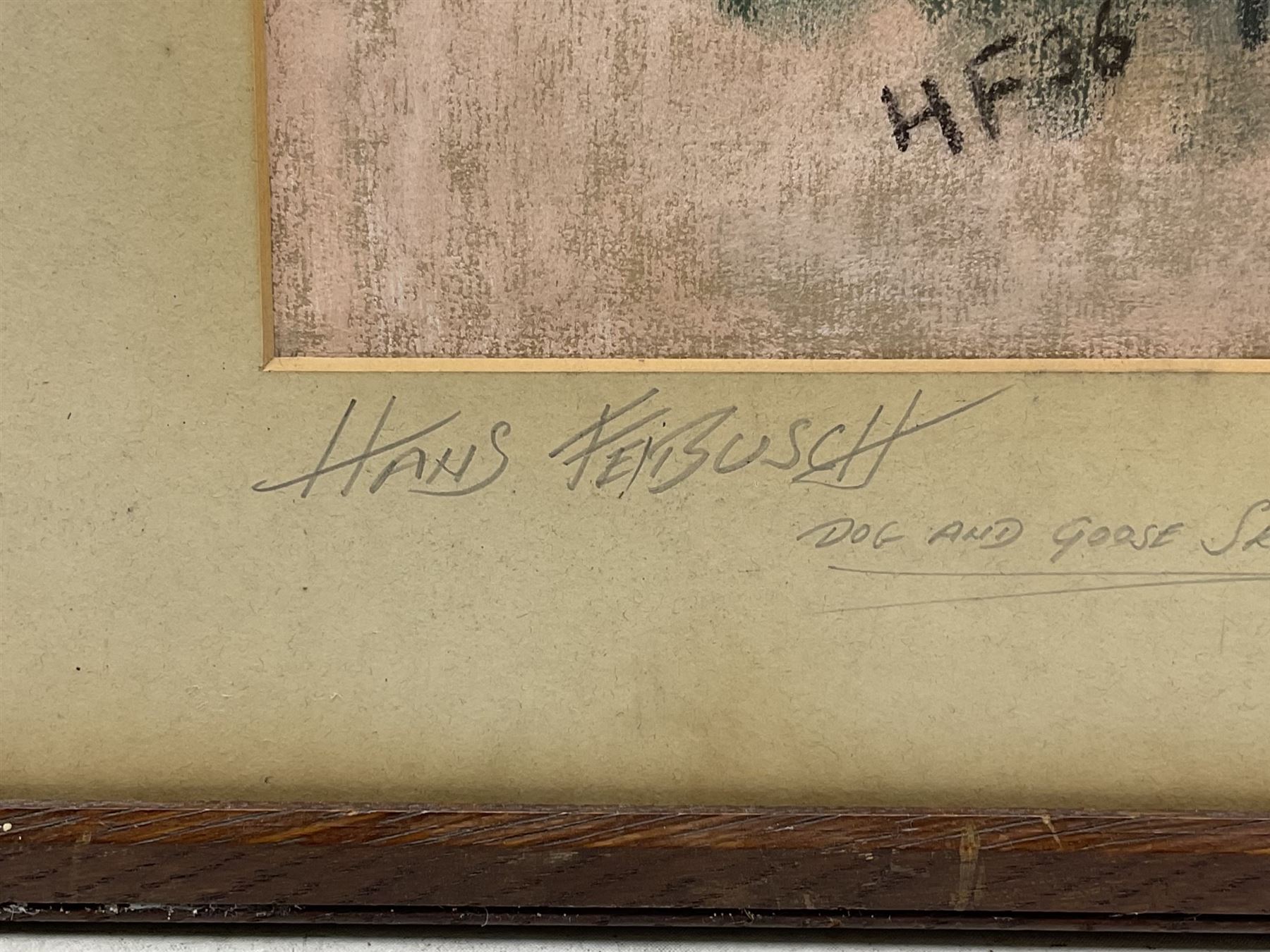 Hans Feibusch (German 1898-1998): 'Dog and Goose Sketch', pastel signed and dated '36, 57cm x 34cm 