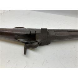 19th century 12-bore single barrel shotgun with Krnka/Werndl type action (converted from a percussion action rifle) with 77cm barrel, L122cm overall RFD ONLY