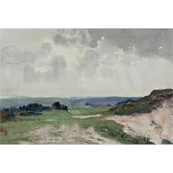 John Sanderson Wells (British 1872-1955): Upland Landscape, watercolour signed 32cm x 46cm