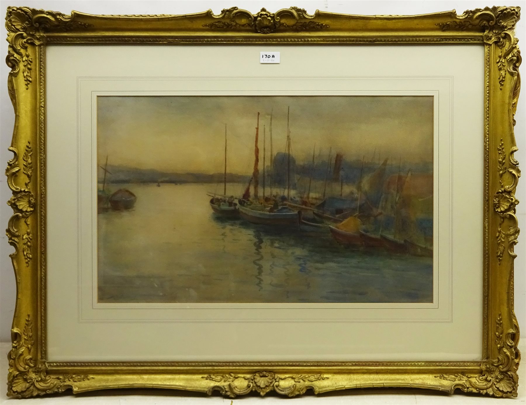 Arthur Netherwood (British 1864-1930): Fishing Boats in the Harbour, watercolour signed 40cm x 65cm

