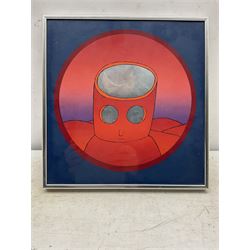 Jean-Michel Folon (Belgian 1934-2005): 'The Red Head', silkscreen print on aluminium foil 28cm x 27cm