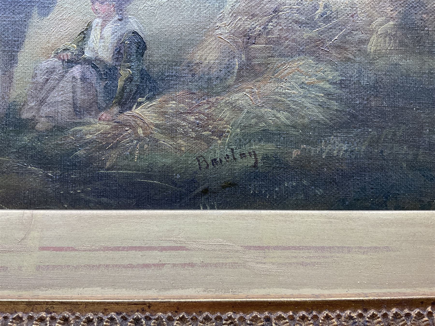 Attrib. Edgar Barclay (British 1842-1913): Wayside Camp, pair oils on canvas, one signed 'Barclay' 24cm x 40cm (2)