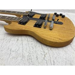 SG double neck electric guitar with twelve-string and six-string facilities and natural wood finish L103cm 