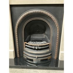 Aurora Dorchester Black Fire suite - granite style surround with cast iron insert, electric fire with remote and black hearth