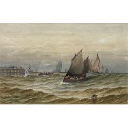 John Francis Bland (British 1857-1899): Berwick on Tweed Fishing Boats near Harbour and Waterford Fishing Boat Beached, pair watercolours signed and dated '90, 28cm x 44cm (2)