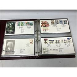 Royal Mail first day covers, mostly with special postmarks, housed in three ring binder folders