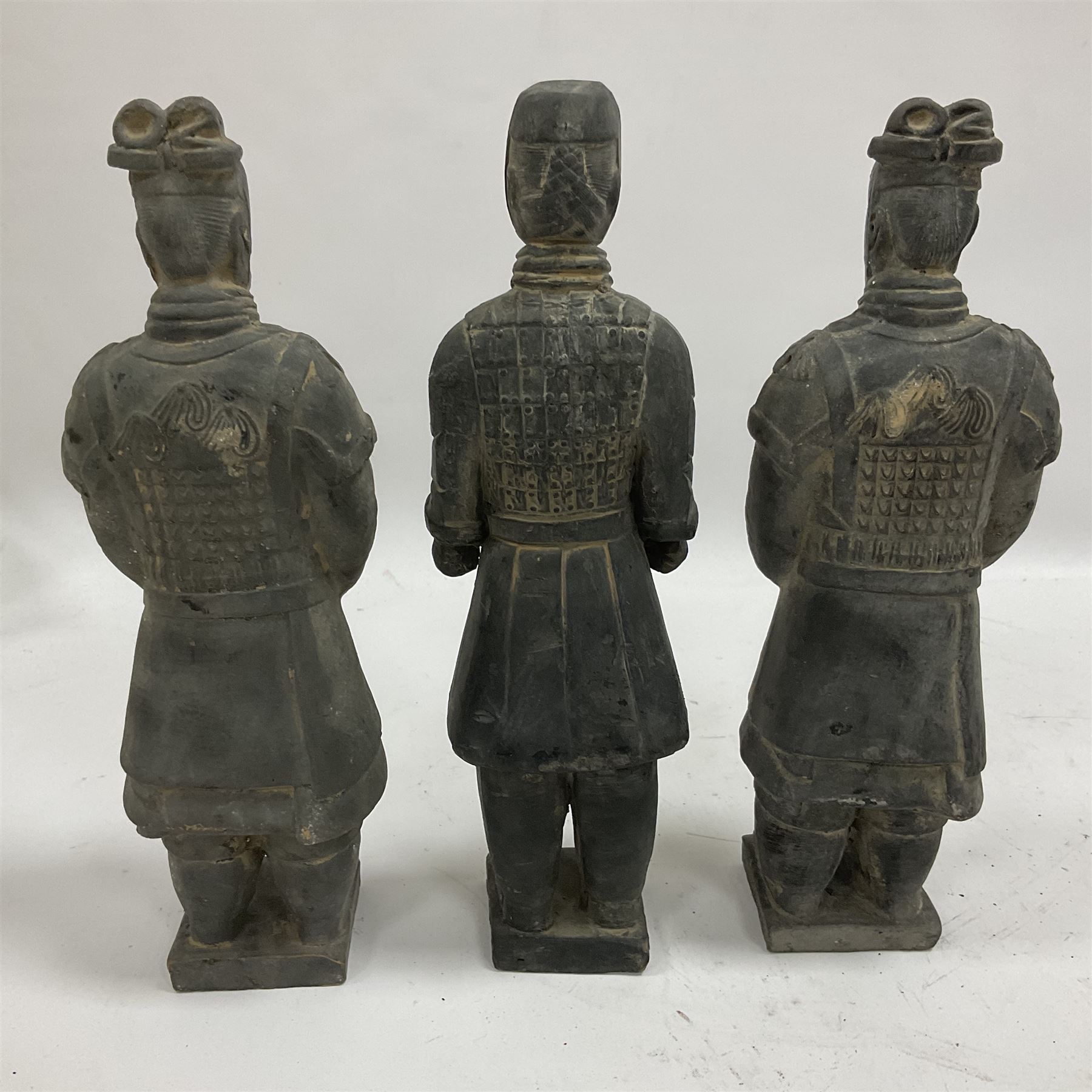 Set of three Chinese 'Terracotta Warrior' style figures, tallest example H27cm 