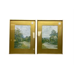Pair prints 'Below the Downs' and 'A Sussex Village' 36cm x 25cm (2)