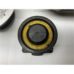 Three RAF light switches, together with military oxygen canister, batteries, gages etc  