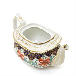 Number of early 19th century Chamberlain's Worcester pattern items decorated with Japanese flowers comprising pair of milk jugs, three sauce boats and two teapots, unmarked 
Provenance: property of a Nobleman