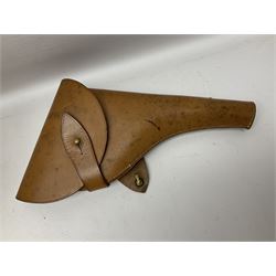 British Army General Staff officer's peaked cap by Herbert Johnson London in Moss Bros. delivery box; two officer's Sam Browne leather belts; leather pistol holster and sword hanger; pair of leather gloves and pair of spurs