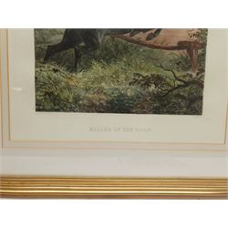 After Alfred Sheldon Williams (British 1841-1880): 'Tally Ho! Away' 'Killed in the Open' 'Hold Hard! (Hounds at Fault)' and 'Bringing on Tail Hounds', two pairs hand-coloured lithographs by E G Hester and W Summers 48cm x 38cm (4)
