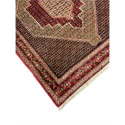 Persian Hamadan rug, lozenge field and decorated with repeating Herati motifs, the band border with repeating design decorated with stylised plant motifs