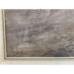 Arthur Netherwood (British 1864-1930): Coastal Village, watercolour signed 51cm x 36cm 