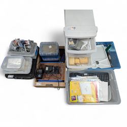 Large collection of modelling tools, painting equipment and stationary, including MDF piec...