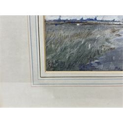 Frank Henry Mason (Staithes Group 1875-1965): 'Molens [Windmills] on the Schie', watercolour signed with initials titled and dated '99, 21cm x 28cm