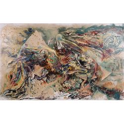 John Uzzell Edwards (Welsh 1934-2014): 'Skeletal Seabirds', oil on canvas unsigned 75cm x 123cm 